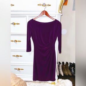 Ralph Lauren Midi Dress, 3/4 Length Sleeves, Plum/Purple, Size 4